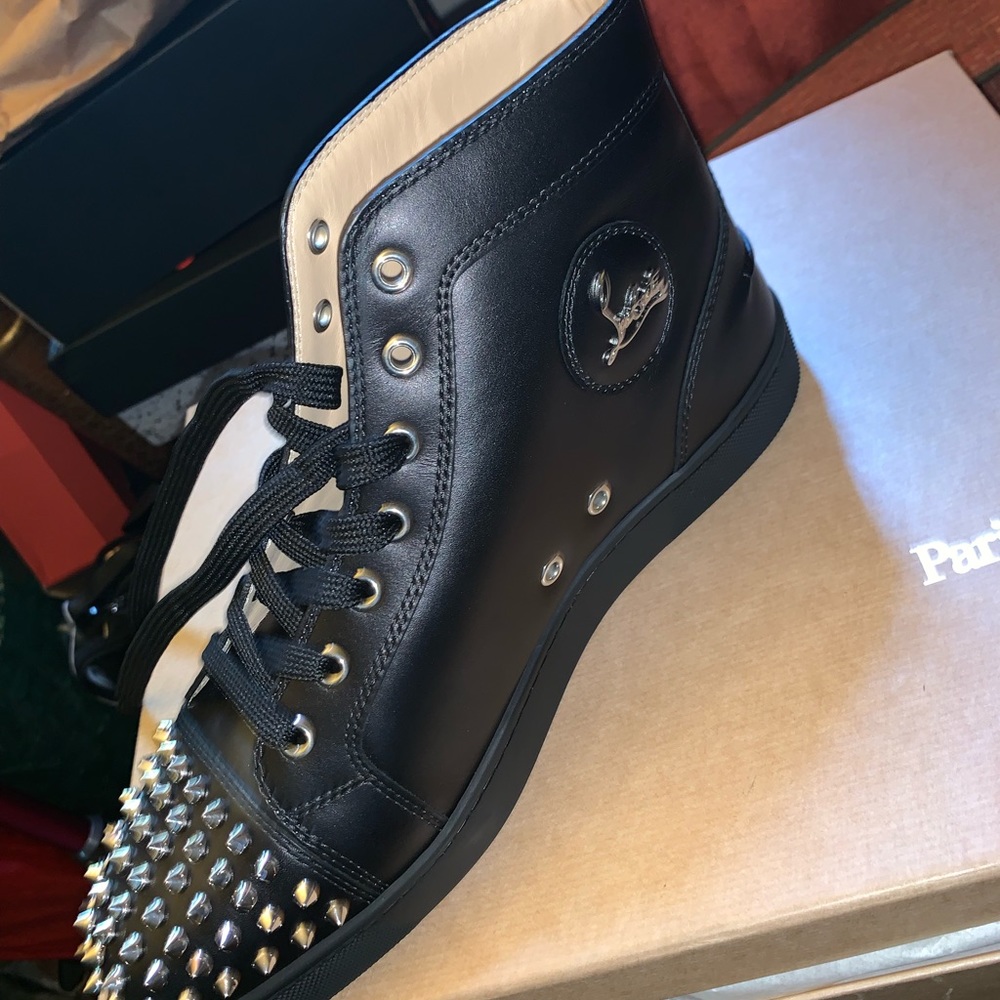All Black Christian louboutin with silver spikes